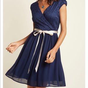 ModCloth Beautiful Bubbly navy dress L